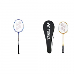 Yonex Zr 100 Light Aluminium Badminton Racquet With Full Cover | Made In India (Blue)+Yonex Gr 303 Aluminum Blend Badminton Racquet With Full Cover (Yellow)