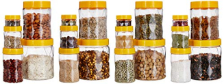 Amazon Brand – Solimo Plastic Wavy Pattern Storage Container Set With Wide Mouth (20 Pieces, Large)