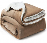 Bsb Home® Polyester Micromink Warm Sherpa Super Soft Flannel Solid/Plain Blanket For Winter, Light Brown, Size 145 X 220 Cms (Approx. 4.7 X 7 Ft) (Single)