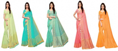 Gosriki Women’S Plain Weave Art Silk Saree With Blouse Piece Combo-850_Multicolour