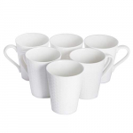 Anwaliya Arche Series Bone China Tea Cup N Coffee Mug, 6 Pieces, White Self Bricks, 250 Ml
