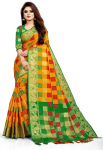 Toriox Woven, Floral Print, Embellished Fashion Poly Silk, Lycra Blend Saree(Orange)