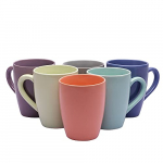 Anwaliya Fauna Tapered Ceramic Coffee Mugs, 250 Ml, Set Of 6, Pastel Multi Colour