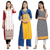 Sancom Women’S Crepe Straight Fit Kurta (G-052-060-063_Multi_3Xl)